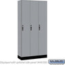 12-inch Wide Premier Wood Locker - Single Tier - 3 Wide - 6 Feet High - 15-inch Deep by Salsbury – Winter Fog – Black Hasps by Salsbury