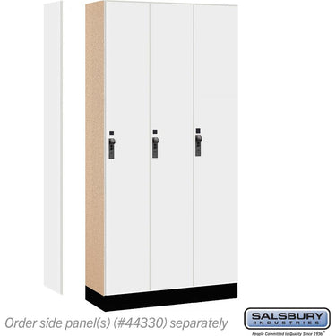 12-inch Wide Premier Wood Locker - Single Tier - 3 Wide - 6 Feet High - 15-inch Deep by Salsbury – Arctic White – Black Hasps by Salsbury (view 2)
