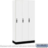 12-inch Wide Premier Wood Locker - Single Tier - 3 Wide - 6 Feet High - 18-inch Deep by Salsbury – Arctic White – Black Hasps by Salsbury