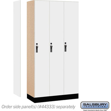 12-inch Wide Premier Wood Locker - Single Tier - 3 Wide - 6 Feet High - 18-inch Deep by Salsbury – Arctic White – Black Hasps by Salsbury (view 2)