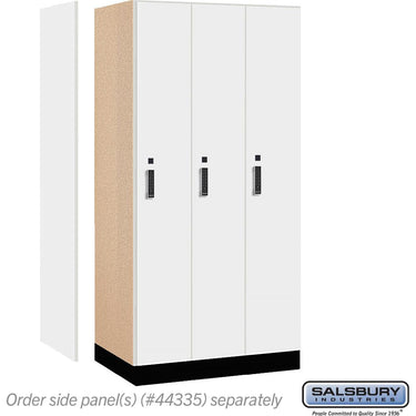 12-inch Wide Premier Wood Locker - Single Tier - 3 Wide - 6 Feet High - 21-inch Deep by Salsbury – Arctic White – Black Hasps by Salsbury (view 2)