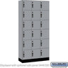 12-inch Wide Premier Wood Locker - Six Tier Box Style-3 Wide - 6 Feet High - 15-inch Deep by Salsbury – Winter Fog – Black Hasps by Salsbury