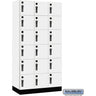 12-inch Wide Premier Wood Locker - Six Tier Box Style-3 Wide - 6 Feet High - 18-inch Deep by Salsbury – Winter Fog – Black Hasps by Salsbury