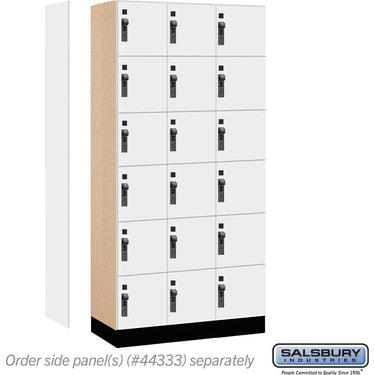 12-inch Wide Premier Wood Locker - Six Tier Box Style-3 Wide - 6 Feet High - 18-inch Deep by Salsbury – Arctic White – Black Hasps by Salsbury (view 2)