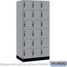12-inch Wide Premier Wood Locker - Six Tier Box Style-3 Wide - 6 Feet High - 21-inch Deep by Salsbury – Winter Fog – Black Hasps by Salsbury