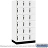 12-inch Wide Premier Wood Locker - Six Tier Box Style-3 Wide - 6 Feet High - 21-inch Deep by Salsbury – Arctic White – Black Hasps by Salsbury