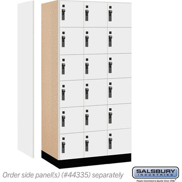 12-inch Wide Premier Wood Locker - Six Tier Box Style-3 Wide - 6 Feet High - 21-inch Deep by Salsbury – Arctic White – Black Hasps by Salsbury (view 2)