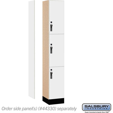12-inch Wide Premier Wood Locker - Triple Tier-1 Wide - 6 Feet High - 15-inch Deep by Salsbury – Arctic White – Black Hasps by Salsbury (view 2)