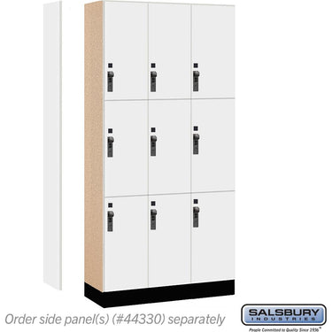 12-inch Wide Premier Wood Locker - Triple Tier-3 Wide - 6 Feet High - 15-inch Deep by Salsbury – Arctic White – Black Hasps by Salsbury (view 2)