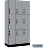12-inch Wide Premier Wood Locker - Triple Tier-3 Wide - 6 Feet High - 18-inch Deep by Salsbury – Winter Fog – Black Hasps by Salsbury