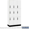 12-inch Wide Premier Wood Locker - Triple Tier-3 Wide - 6 Feet High - 18-inch Deep by Salsbury – Arctic White – Black Hasps by Salsbury
