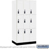 12-inch Wide Premier Wood Locker - Triple Tier-3 Wide - 6 Feet High - 21-inch Deep by Salsbury – Arctic White – Black Resettable Combination Locks by Salsbury