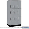 12-inch Wide Premier Wood Locker - Triple Tier-3 Wide - 6 Feet High - 21-inch Deep by Salsbury – Winter Fog – Black Hasps by Salsbury