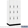 12-inch Wide Premier Wood Locker - Triple Tier-3 Wide - 6 Feet High - 21-inch Deep by Salsbury – Arctic White – Black Hasps by Salsbury
