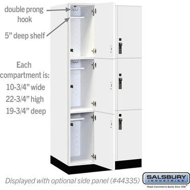 12-inch Wide Premier Wood Locker - Triple Tier-3 Wide - 6 Feet High - 21-inch Deep by Salsbury – Arctic White – Black Hasps by Salsbury (view 2)