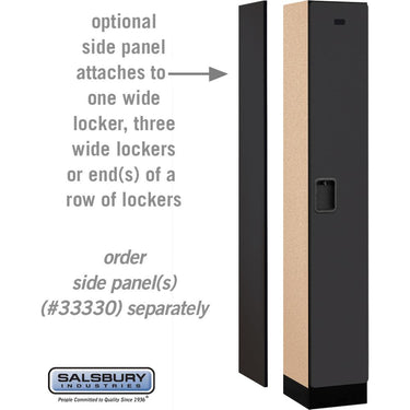 12-inch Wide Single Tier Designer Wood Locker - 1 Wide - 6 Feet High - 15-inch Deep by Salsbury – Black – Hasps by Salsbury (view 2)