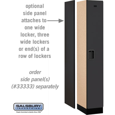 12-inch Wide Single Tier Designer Wood Locker - 1 Wide - 6 Feet High - 18-inch Deep by Salsbury – Black – Hasps by Salsbury (view 2)