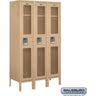 12-inch Wide Single Tier See-Through Metal Locker - 3 Wide - 5 Feet High - 15-inch Deep by Salsbury – Tan – Assembled by Salsbury