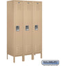 12-inch Wide Single Tier Standard Metal Locker - 3 Wide - 5 Feet High - 15-inch Deep by Salsbury – Tan – Assembled by Salsbury