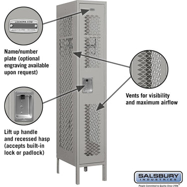 12-inch Wide Single Tier Vented Metal Locker - 1 Wide - 5 Feet High - 18-inch Deep by Salsbury – Default Title by Salsbury (view 2)