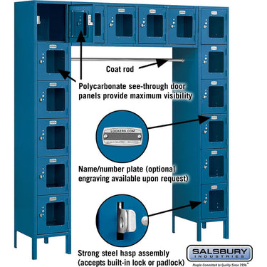 12-inch Wide Six Tier Box Style Bridge See-Through Metal Locker - 16 Box - 18-inch Deep by Salsbury – Blue – Assembled by Salsbury (view 2)
