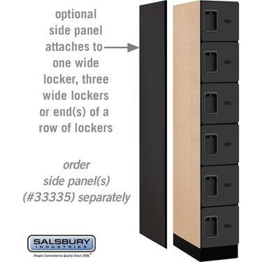 12-inch Wide Six Tier Box Style Designer Wood Locker - 1 Wide - 6 Feet High - 21-inch Deep by Salsbury – Black – Hasps by Salsbury (view 2)
