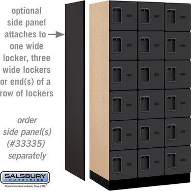 12-inch Wide Six Tier Box Style Designer Wood Locker - 3 Wide - 6 Feet High - 21-inch Deep by Salsbury – Black – Hasps by Salsbury (view 2)