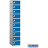 12-inch Wide Ten Tier Plastic Locker - 1 Wide - 6 Feet High - 18-inch Deep by Salsbury – Blue – Assembled by Salsbury
