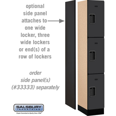 12-inch Wide Triple Tier Designer Wood Locker - 1 Wide - 6 Feet High - 18-inch Deep by Salsbury – Black – Hasps by Salsbury (view 2)