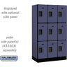 12-inch Wide Triple Tier Designer Wood Locker - 3 Wide - 5 Feet High - 18-inch Deep by Salsbury – Blue – Hasps by Salsbury