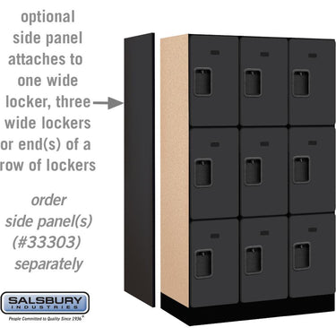 12-inch Wide Triple Tier Designer Wood Locker - 3 Wide - 5 Feet High - 18-inch Deep by Salsbury – Black – Hasps by Salsbury (view 2)