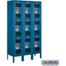 12-inch Wide Triple Tier See-Through Metal Locker - 3 Wide - 5 Feet High - 12-inch Deep by Salsbury – Blue – Assembled by Salsbury