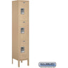 12-inch Wide Triple Tier Standard Metal Locker - 1 Wide - 5 Feet High - 12-inch Deep by Salsbury – Tan – Assembled by Salsbury