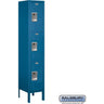 12-inch Wide Triple Tier Standard Metal Locker - 1 Wide - 5 Feet High - 12-inch Deep by Salsbury – Blue – Assembled by Salsbury