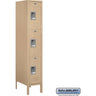 12-inch Wide Triple Tier Standard Metal Locker - 1 Wide - 5 Feet High - 18-inch Deep by Salsbury – Tan – Assembled by Salsbury