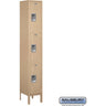 12-inch Wide Triple Tier Standard Metal Locker - 1 Wide - 6 Feet High - 12-inch Deep by Salsbury – Tan – Assembled by Salsbury