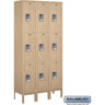 12-inch Wide Triple Tier Standard Metal Locker - 3 Wide - 6 Feet High - 12-inch Deep by Salsbury – Tan – Assembled by Salsbury