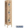 12-inch Wide Triple Tier Vented Metal Locker - 1 Wide - 5 Feet High - 15-inch Deep by Salsbury – Tan – Assembled by Salsbury