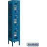 12-inch Wide Triple Tier Vented Metal Locker - 1 Wide - 5 Feet High - 15-inch Deep by Salsbury – Blue – Assembled by Salsbury