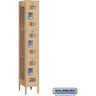 12-inch Wide Triple Tier Vented Metal Locker - 1 Wide - 6 Feet High - 12-inch Deep by Salsbury – Tan – Assembled by Salsbury