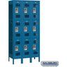 12-inch Wide Triple Tier Vented Metal Locker - 3 Wide - 6 Feet High - 12-inch Deep by Salsbury – Blue – Assembled by Salsbury