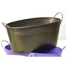 12" Antique Brown Painted Oval Tub with Side Handles