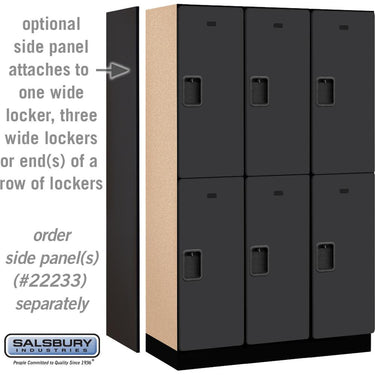 15-inch Wide Double Tier Designer Wood Locker - 3 Wide - 6 Feet High - 18-inch Deep by Salsbury – Black – Hasps by Salsbury (view 2)