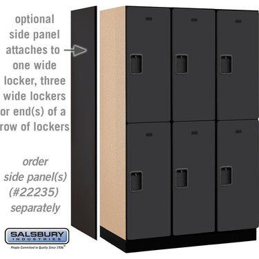 15-inch Wide Double Tier Designer Wood Locker - 3 Wide - 6 Feet High - 21-inch Deep by Salsbury – Black – Hasps by Salsbury (view 2)
