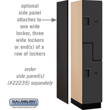 15-inch Wide Double Tier 'S' Style Designer Wood Locker - 1 Wide - 6 Feet High - 21-inch Deep by Salsbury – Black – Hasps by Salsbury (view 2)