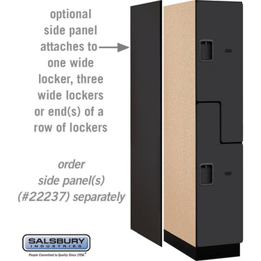 15-inch Wide Double Tier 'S' Style Designer Wood Locker - 1 Wide - 6 Feet High - 24-inch Deep by Salsbury – Black – Hasps by Salsbury (view 2)
