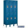 15-inch Wide Double Tier Standard Metal Locker - 3 Wide - 6 Feet High - 15-inch Deep by Salsbury – Blue – Assembled by Salsbury