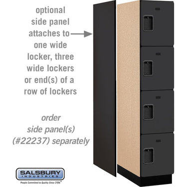 15-inch Wide Four Tier Designer Wood Locker - 1 Wide - 6 Feet High - 24-inch Deep by Salsbury – Black – Hasps by Salsbury (view 2)