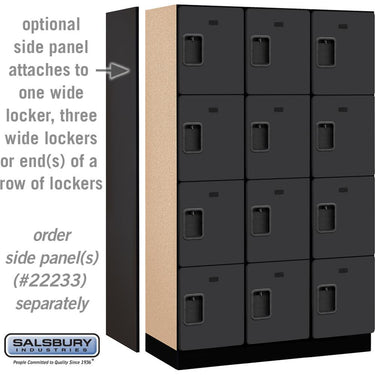 15-inch Wide Four Tier Designer Wood Locker - 3 Wide - 6 Feet High - 18-inch Deep by Salsbury – Black – Hasps by Salsbury (view 2)