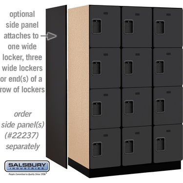 15-inch Wide Four Tier Designer Wood Locker - 3 Wide - 6 Feet High - 24-inch Deep by Salsbury – Black – Hasps by Salsbury (view 2)